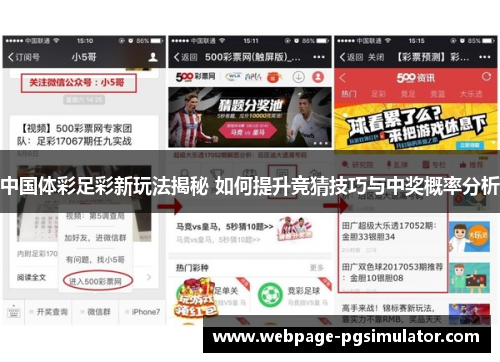 中国体彩足彩新玩法揭秘 如何提升竞猜技巧与中奖概率分析